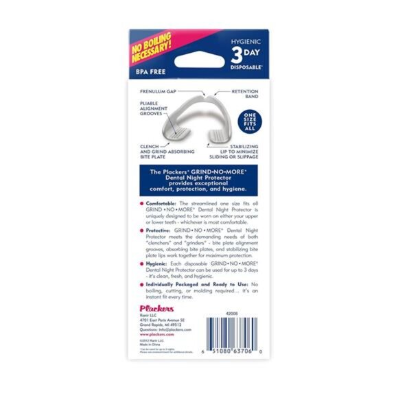 Plackers Grind No More Dental Night Guard for Teeth Grinding, 14 Count - Picture 2 of 8